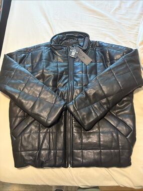 RD Style Black Quilted Faux Leather Jacket